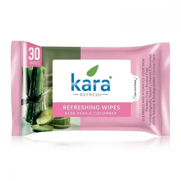 Kara Face Wipe Cleansing & Hydrating Refreshing Aloe Vera & Cucumber 30 Wipes