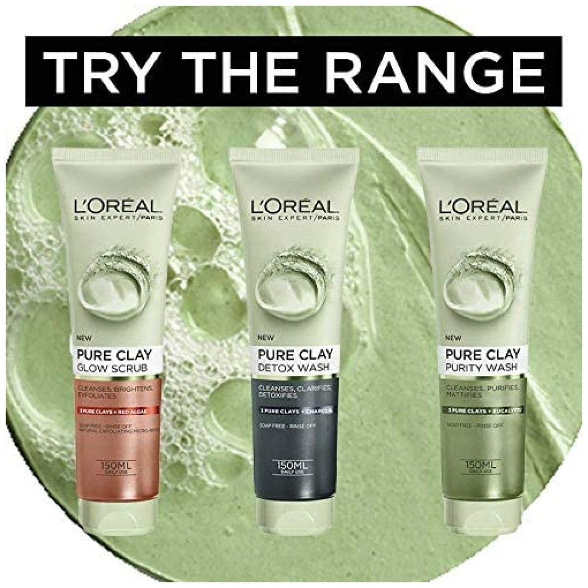 L'Oreal Paris Pure Clay Red Face Cleanser With Red Algae Exfoliates And Brightens 150ml