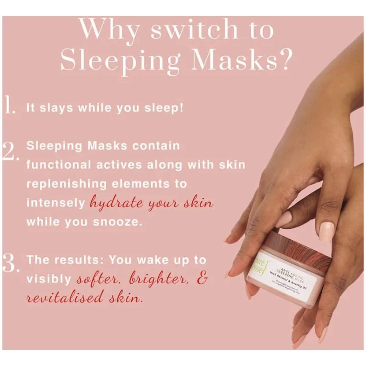 PureSense Anti-Ageing Sleeping Mask with Retinol & Rosehip Oil 50G