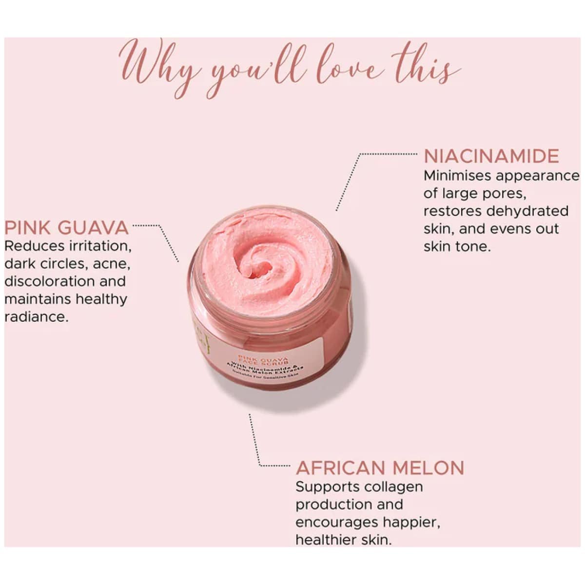 PureSense Pink Guava Face Scrub With Niacinamide African Melon For A Clear & Glowing Skin 50G