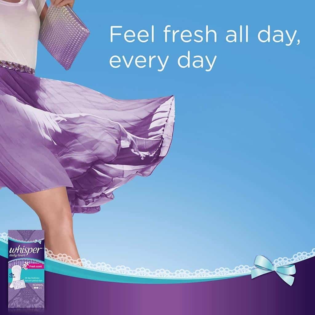 Whisper Clean And Fresh Daily Liners 20 Sanitary Pads For Women