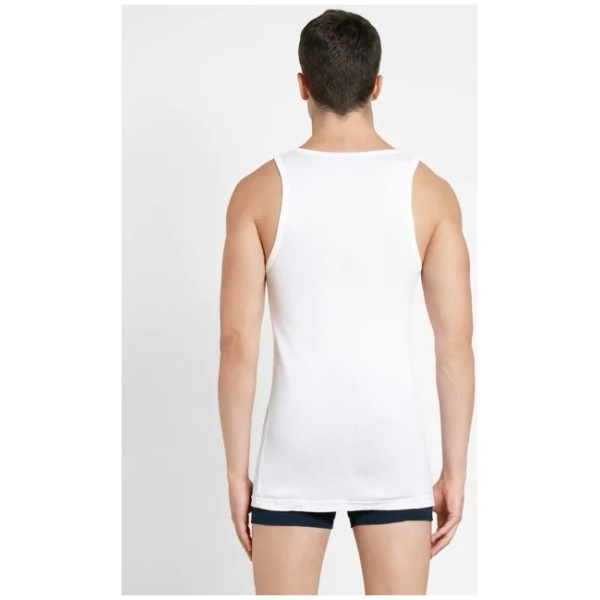 Jockey Men's Micro Modal Cotton Blend Sleeveless Vest with Extended Length (Pack Of 1) White #8820