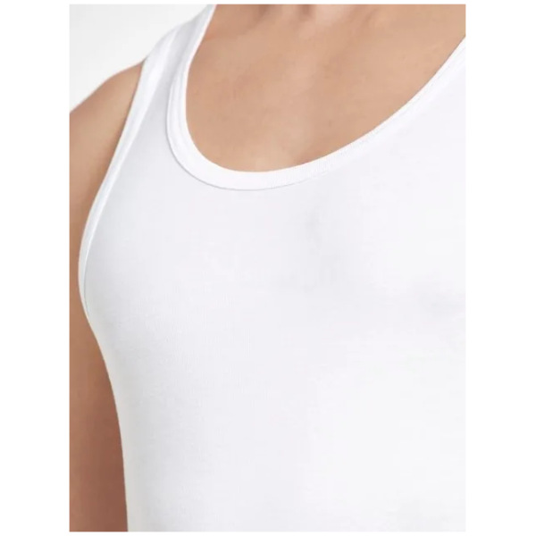 Jockey Men's Micro Modal Cotton Blend Sleeveless Vest with Extended Length (Pack Of 1) White #8820