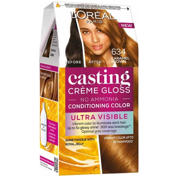 L'Oreal Paris Casting Creme Gloss Hair Color 634 Caramel Brown 100G+60ml
