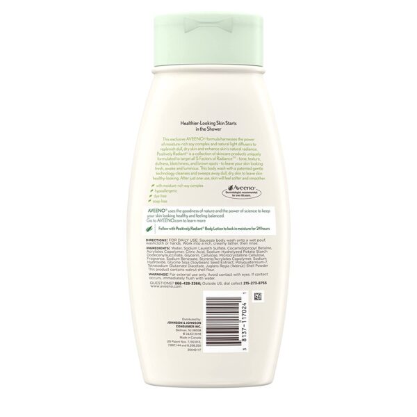 Aveeno Positively Radiant, Exfoliating Body Wash, Replenishes Dull, Dry Skin 532ml