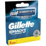 Gillette Mach3 Turbo Men's Razor Blade Refills, 4 Count, Mens Blades