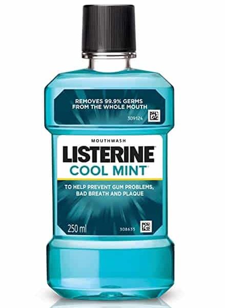 Listerine Cool Mint Mouthwash Liquid, Removes 99.9% Germs, 250ml