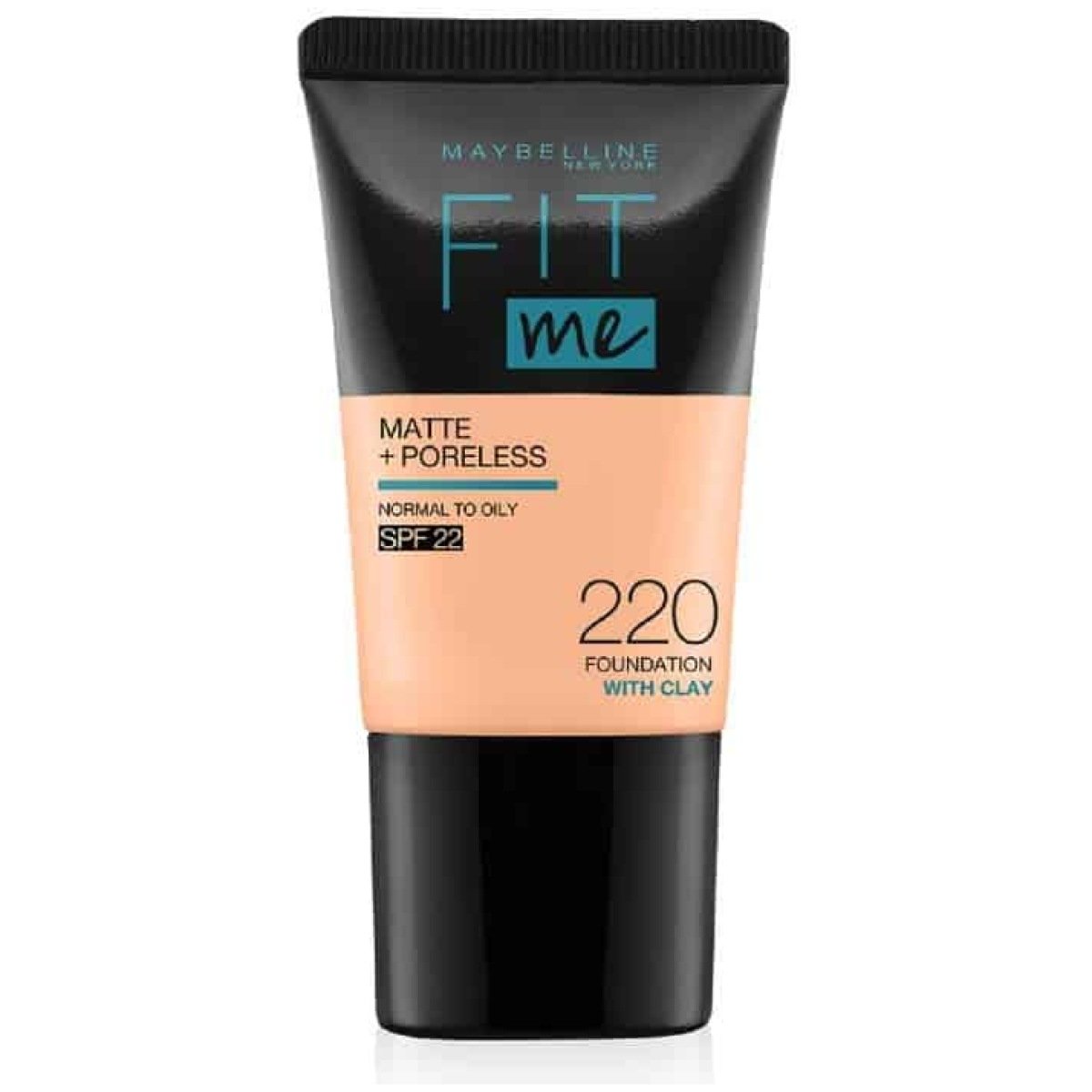 Maybelline Fit Me Matte+Poreless Liquid Foundation Tube, 220 Natural Beige, 18ml