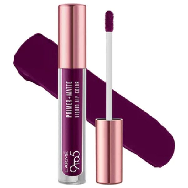 Lakme 9to5 Primer + Matte Liquid Lip Color - MM4 Dynamic Purple(4.2ml)