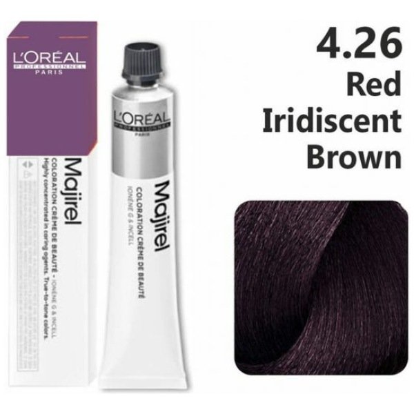 L’Oreal Majirel Hair Color 50G 4.26 Red Iridiscent Brown+ Oxidant 1000Ml Combo