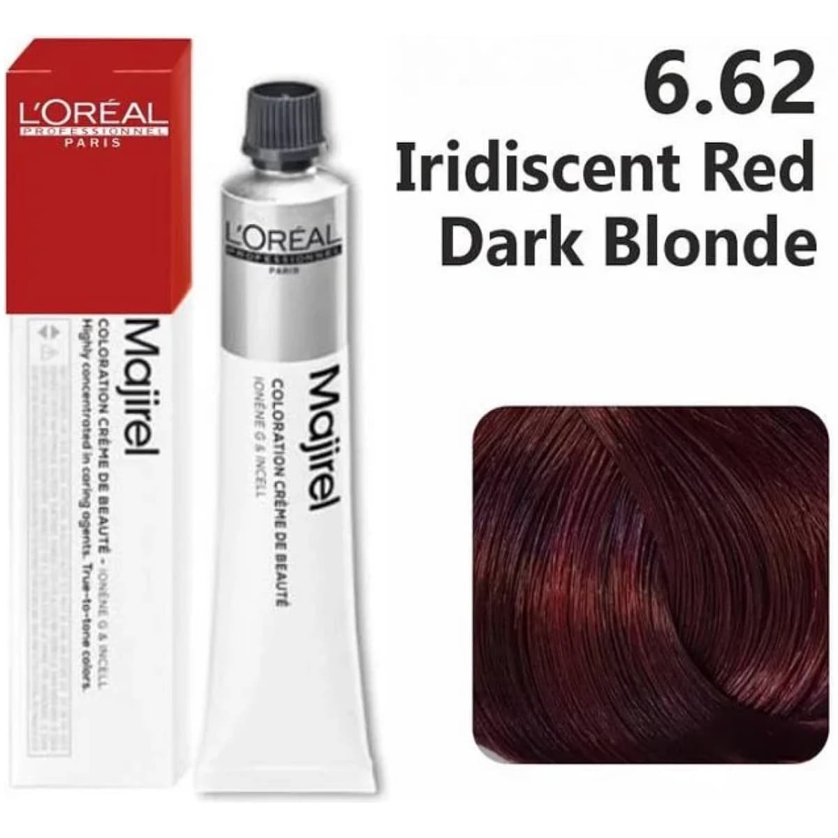 L’Oreal Majirel Hair Color 50G 6.62 Iridiscent Red Dark Blonde + Oxidant 1000Ml Combo