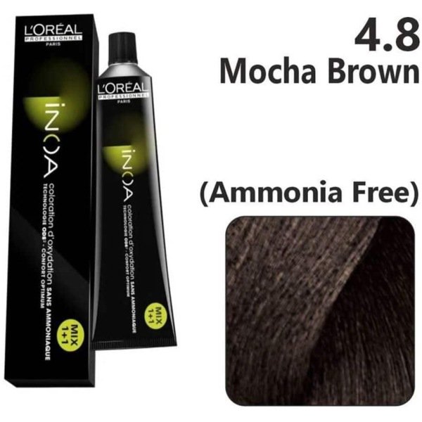 L’Oreal Inoa Hair Color 60G 4.8 Mocha Brown +Developer 1000ml