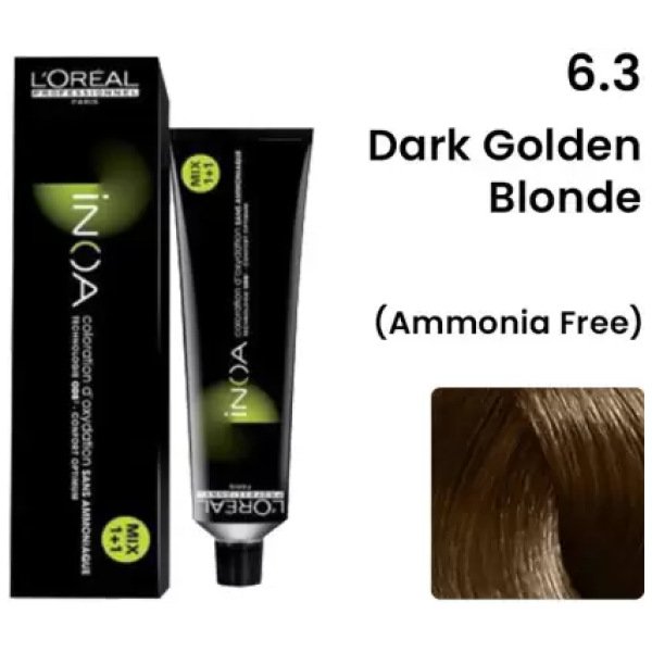 L’Oreal Inoa Hair Color 60G 6.3 Dark Golden +Developer 1000ml