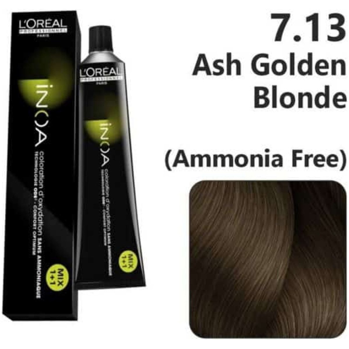 L’Oreal Inoa Hair Color 60G 7.13 Ash Golden Brown+Developer 1000ml Combo