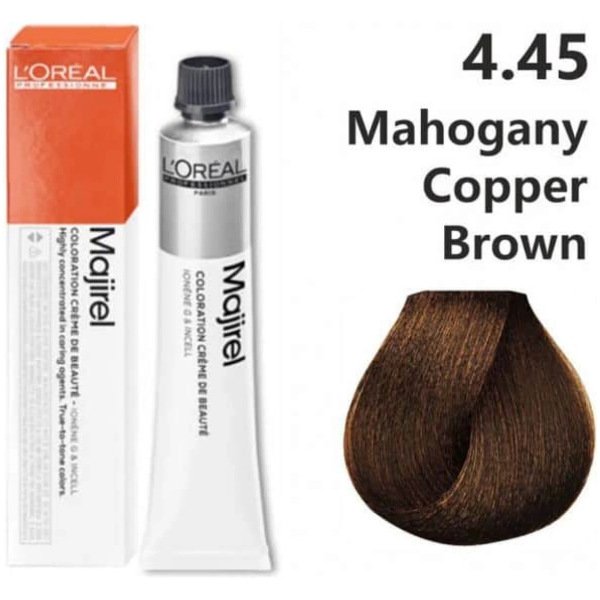 L’Oreal Majirel Hair Color 50G 4.45 Mahogany Copper Brown + Oxidant 1000Ml Combo