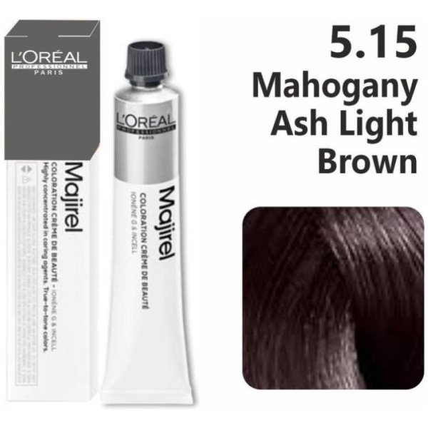 L’Oreal Majirel Hair Color 50G 5.15 Mahogany Ash Light Brown + Oxidant 1000Ml Combo