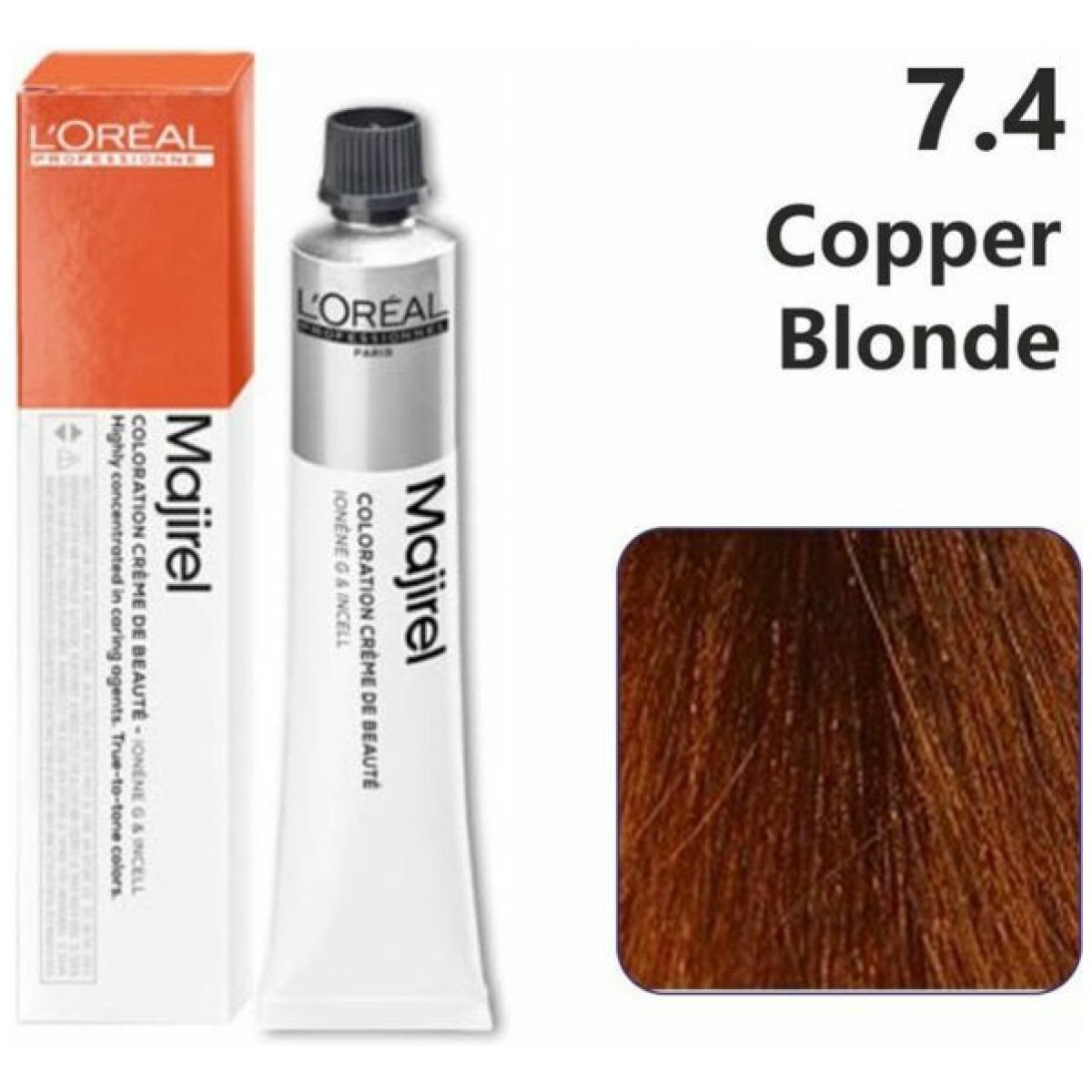 L’Oreal Majirel Hair Color 50G 7.4 Copper Blonde + Oxidant 1000Ml Combo