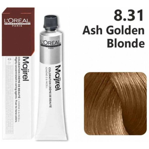 L’Oreal Majirel Hair Color 50G 8.31 Ash Golden Light Blonde + Oxidant 1000Ml Combo