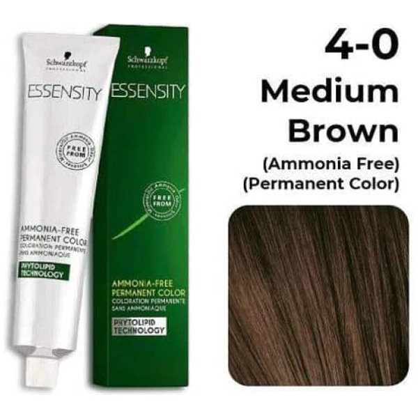 Schwarzkopf Essensity Hair Color 60ml 4-0 Medium Brown + Developer 1000ml Combo