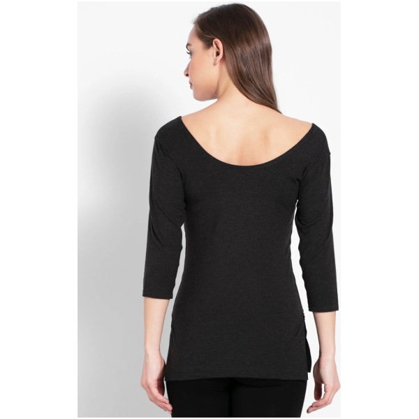 Women's  Quarter Sleeve Thermal Top with Stay Warm  - Black