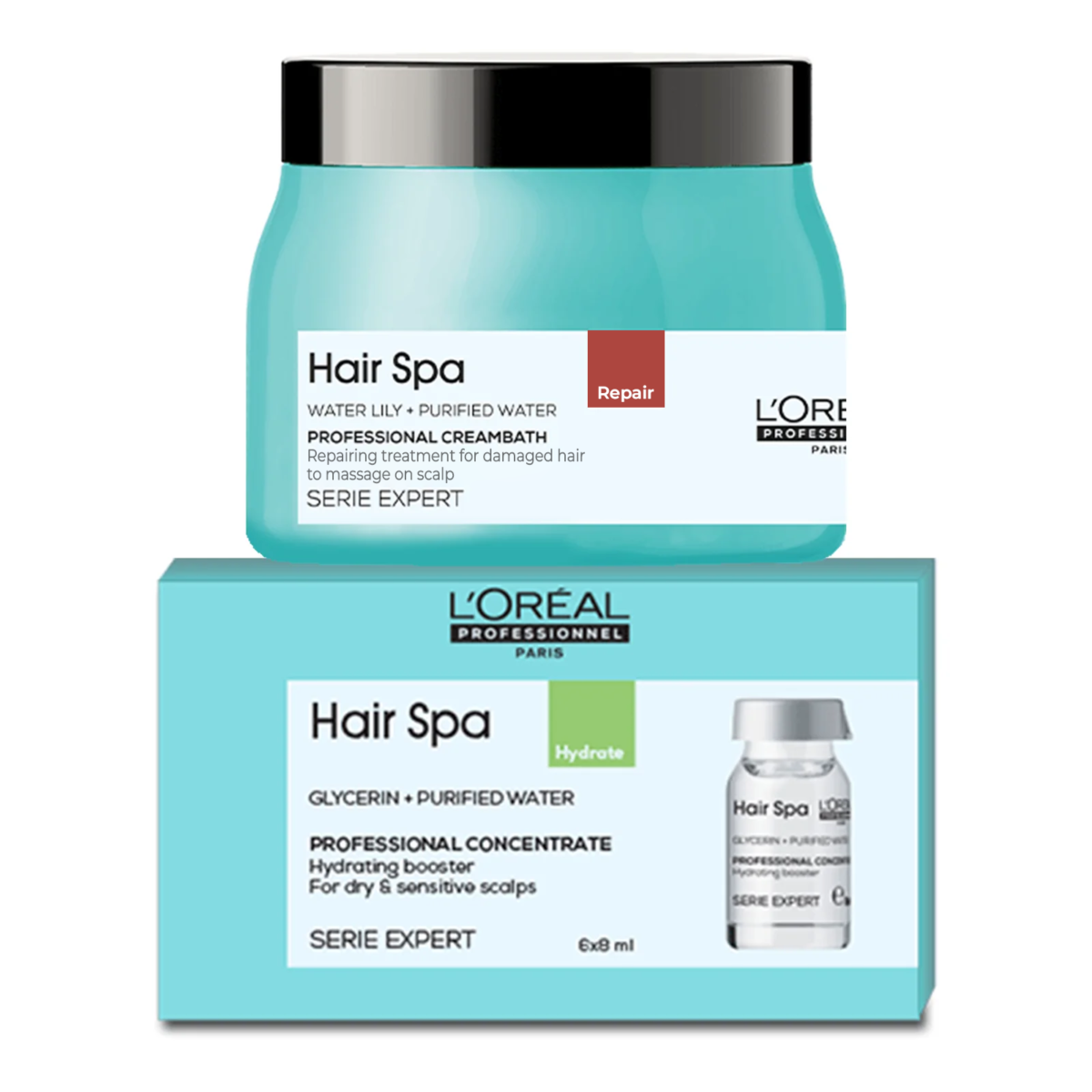 Loreal Hair Spa Repairing Cream Bath + Purifying Ampules For Anti-Dandruff 6Pc Combo