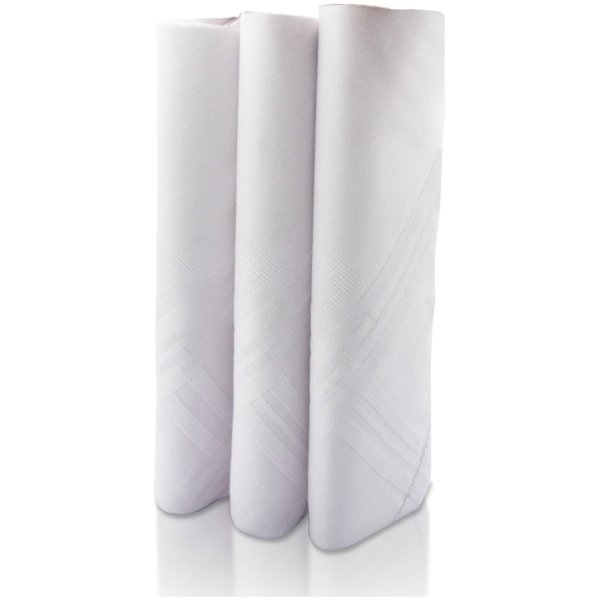 SHELTER Premium HandKerchiefs |100% Cotton Hankies White Color | Size 40 x 40 CM Pack of 3