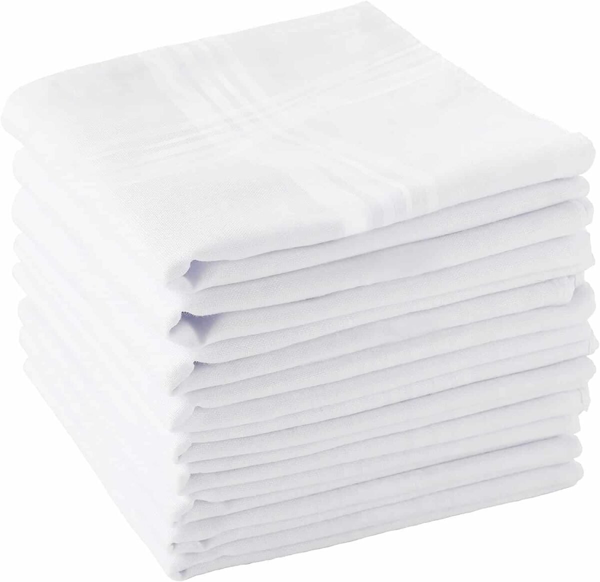 SHELTER Premium Men's 100% Cotton Soft Handkerchief white Color Hanky (Size 46 x 46 cm) - Pack of 12