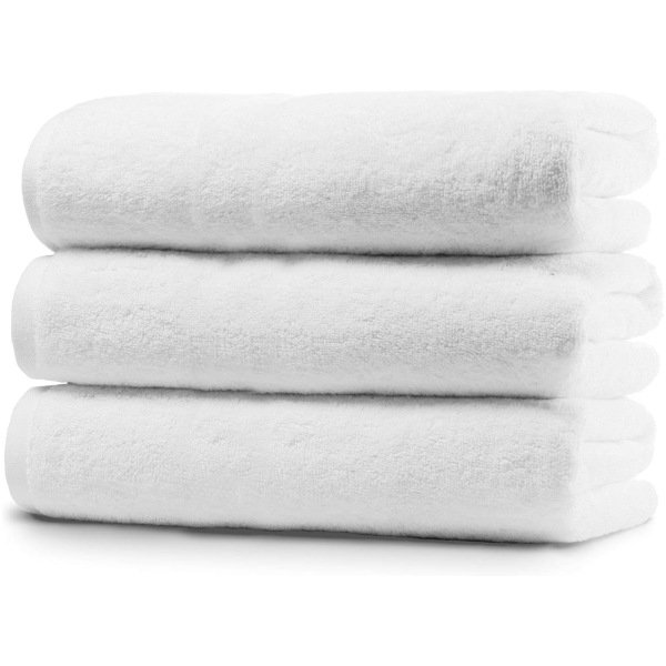 SHELTER Premium Pure & Best 100% Cotton White Bath Towel | Size 61x 41CM | Pack of 3