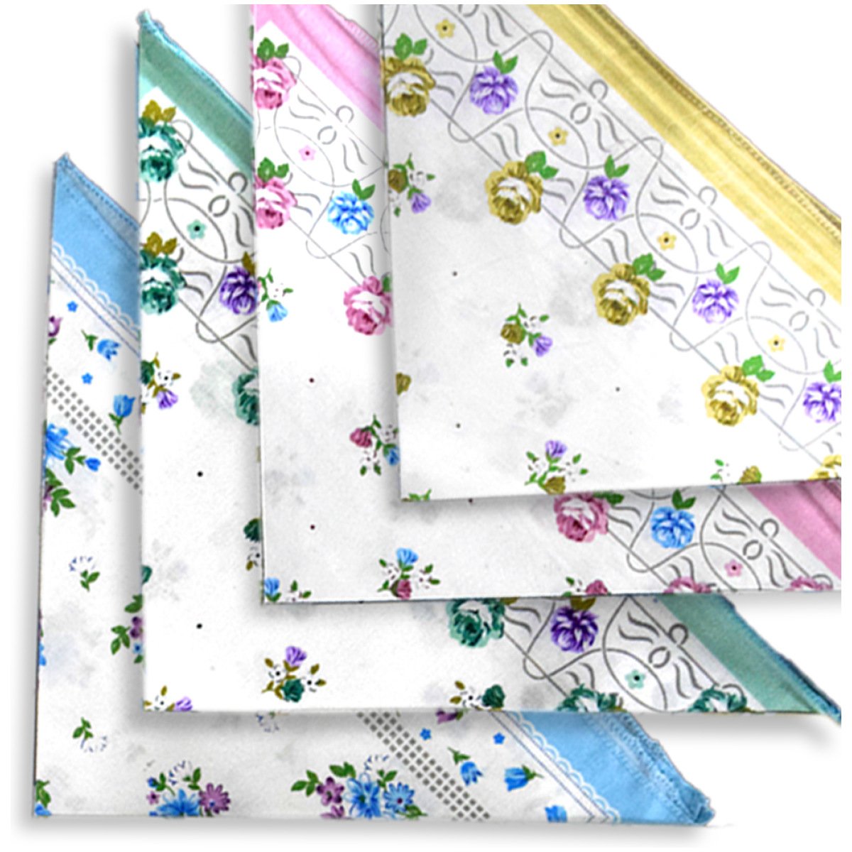 SHELTER Premium HandKerchiefs |100% Cotton Hankies With Multi Color For Ladies | Size 30 x 30 CM Pack of 12