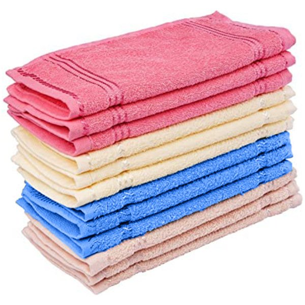 SHELTER Handkerchiefs Soft Towel |100% Cotton Multicolored hankies | Size 26 x 26CM (Set of 12)