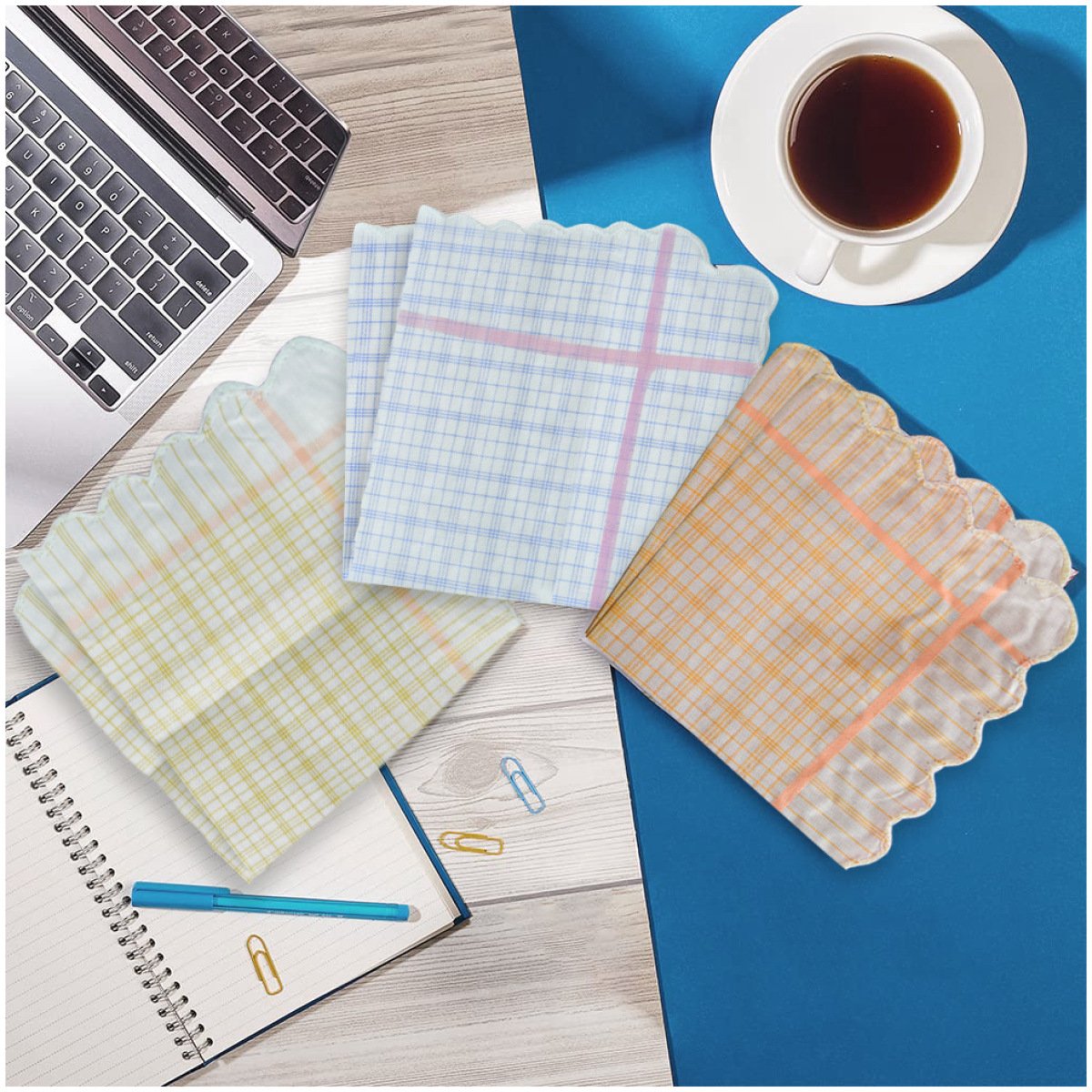 SHELTER Premium HandKerchiefs |100% Cotton Hankies With Multi Color For Ladies | Size 28 x 30 CM Pack of 12