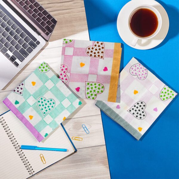 SHELTER Premium HandKerchief |100% Cotton Hankies With Multi Color And Design For Ladies | Size 34 x 34 CM Pack of 12