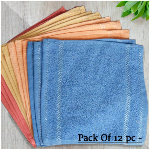 SHELTER Handkerchiefs Soft Towel |100% Cotton Multicolored hankies | Size 26 x 26CM (Set of 12)