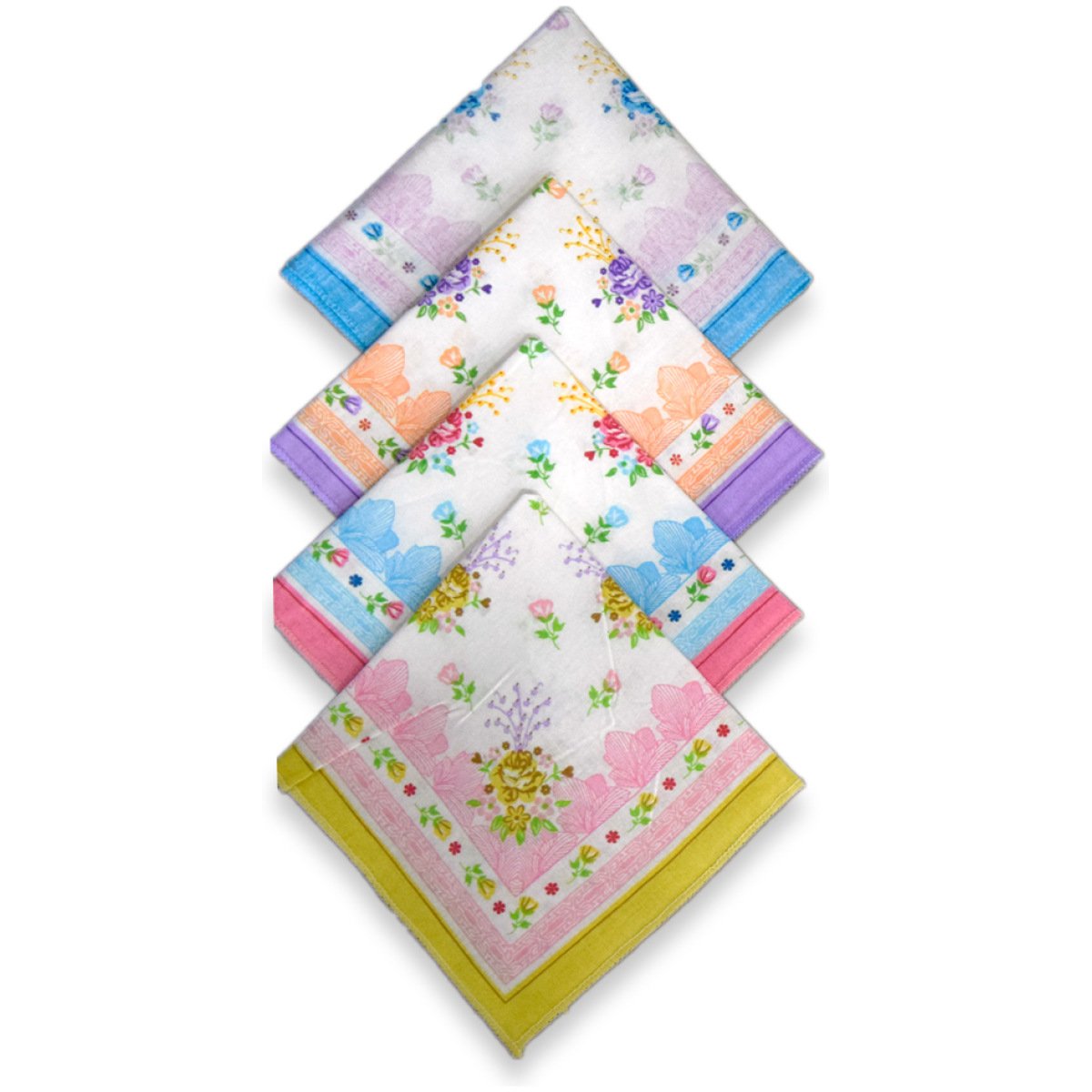 SHELTER Premium HandKerchiefs |100% Cotton Hankies With Multi Color For Ladies | Size 30 x 30 CM Pack of 12