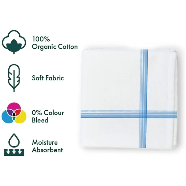 SHELTER Premium Men's 100% Cotton Soft Handkerchief with white and color Lining border (Size 41 x 42 cm) - Pack of 12