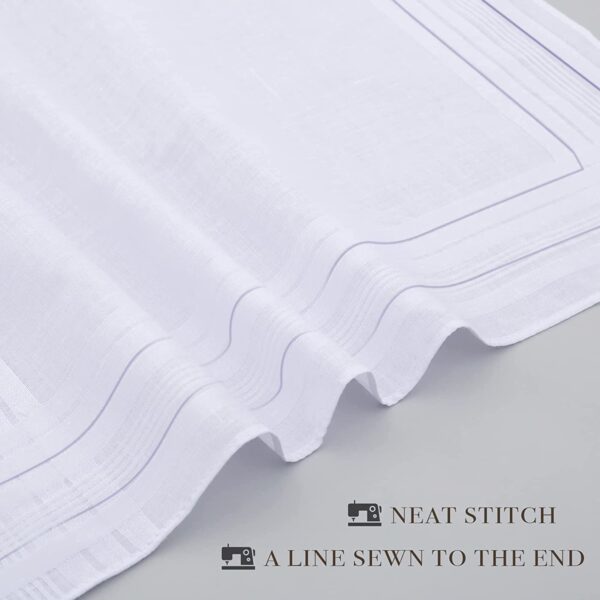 SHELTER Premium Men's 100% Cotton Soft Handkerchief white Color With Double Black Line Border (Size 46 x 46 cm) - Pack of 12