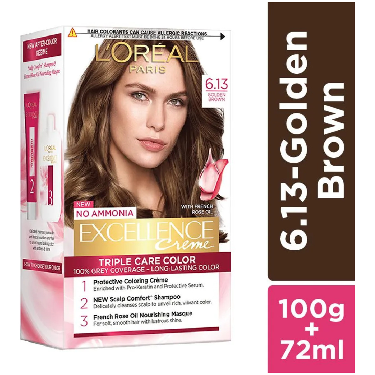 Loreal Paris Excellence Creme Hair Colour, 172 g 6.13 Golden Brown