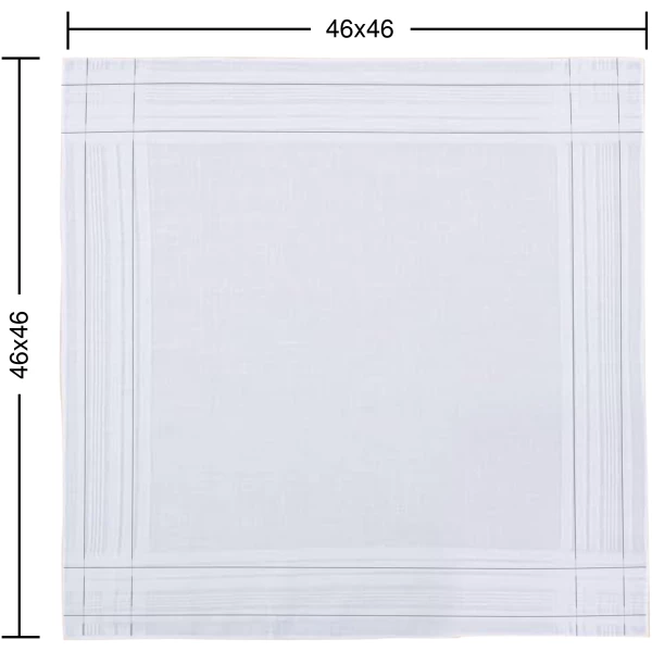 SHELTER Premium Men's 100% Cotton Soft Handkerchief white Color With Double Black Line Border (Size 46 x 46 cm) - Pack of 12