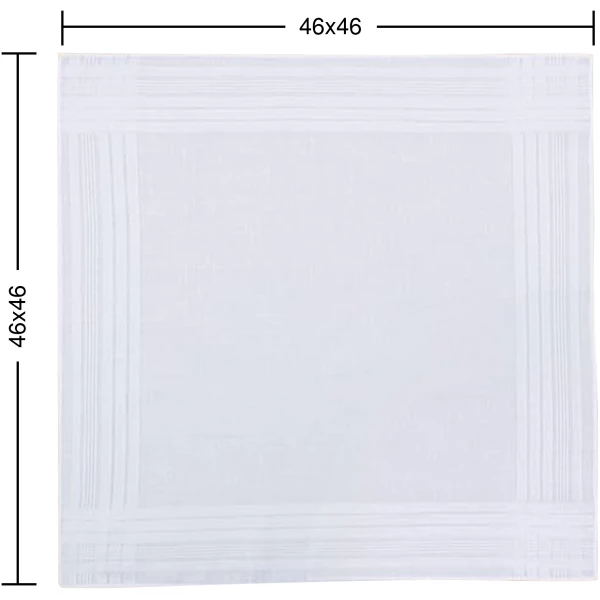 SHELTER Premium Men's 100% Cotton Soft Handkerchief Pure white Color Hanky (Size 44 x 44 cm) - Pack of 12