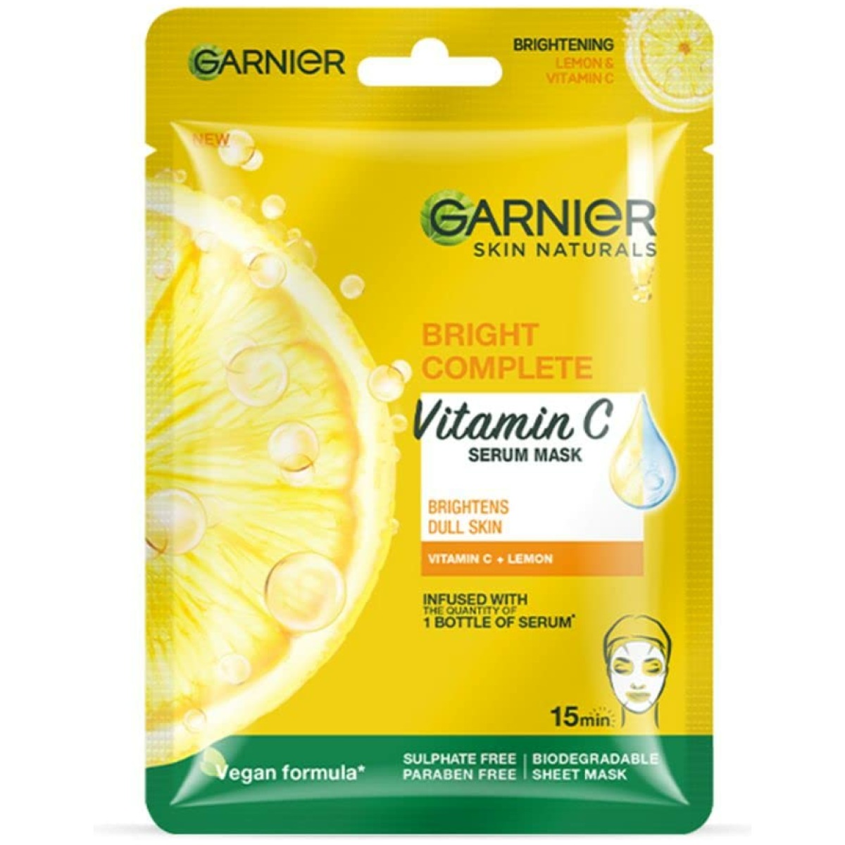 Garnier Bright Complete Vitamin C Serum Sheet Mask - 28 gm