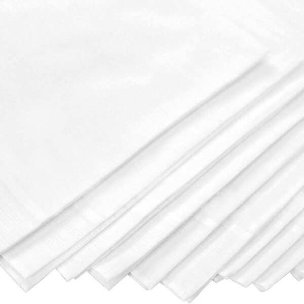 SHELTER Premium Men's 100% Cotton Soft Handkerchief Pure white Color Hanky (Size 44 x 44 cm) - Pack of 12