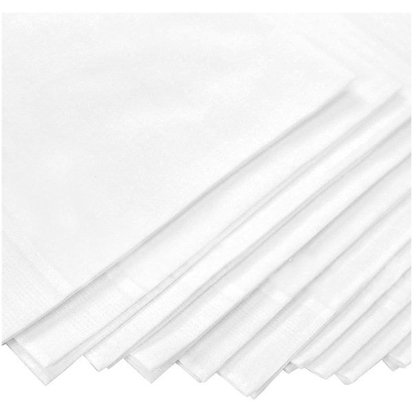 SHELTER Premium Men's 100% Cotton Soft Handkerchief Pure white Color Hanky (Size 44 x 44 cm) - Pack of 12