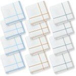 SHELTER Premium Men's 100% Cotton Soft Handkerchief with white and color Lining border (White 44 x 44 cm) - Pack of 12