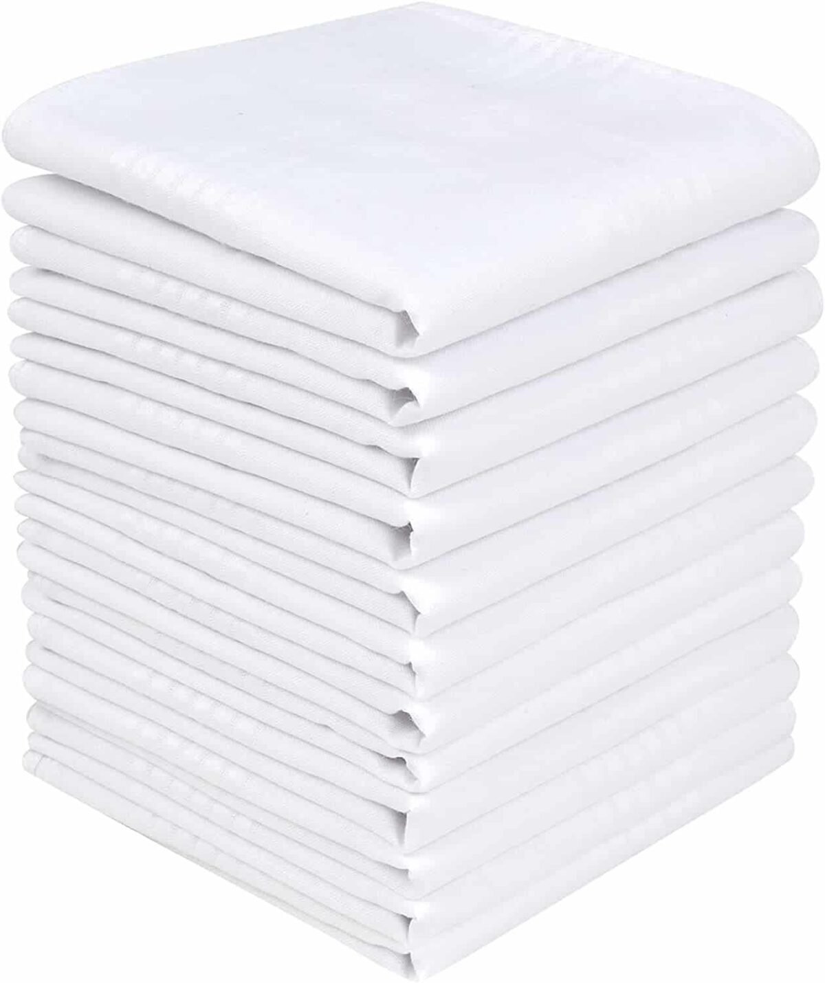 SHELTER Premium Men's 100% Cotton Soft Handkerchief Pure white Color Hanky (Size 44 x 44 cm) - Pack of 12