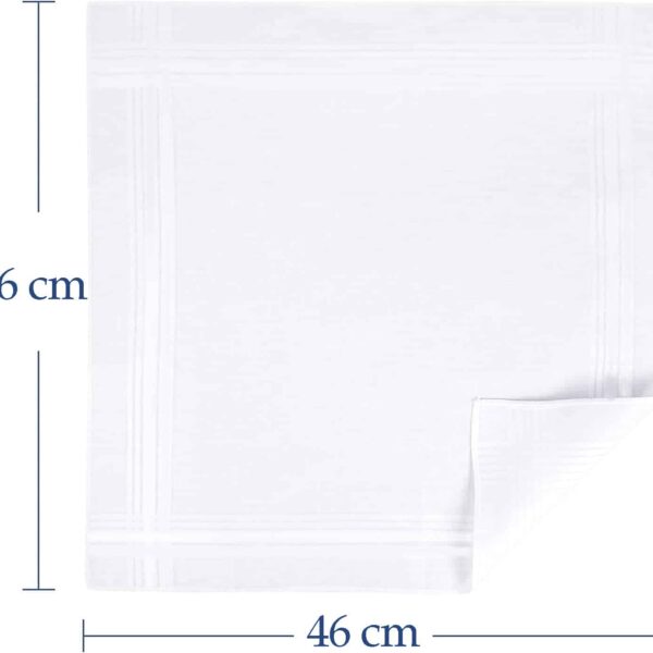 SHELTER Premium Men's 100% Cotton Soft Handkerchief Pure white Color Hanky (Size 44 x 44 cm) - Pack of 12 - Image 6