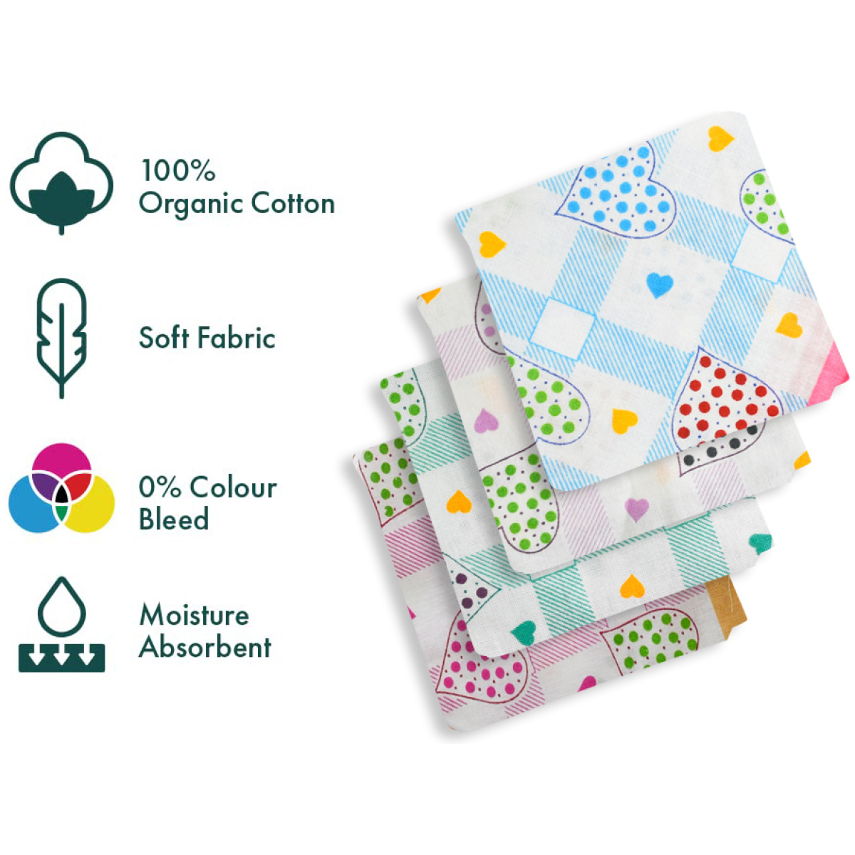 SHELTER Premium HandKerchief |100% Cotton Hankies With Multi Color And Design For Ladies | Size 34 x 34 CM Pack of 12