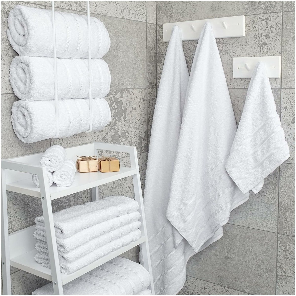 SHELTER Premium Pure & Best 100% Cotton White Bath Towel | Size 61x 41CM | Pack of 3