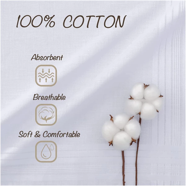 SHELTER Premium Men's 100% Cotton Soft Handkerchief Pure white Color Hanky (Size 44 x 44 cm) - Pack of 12