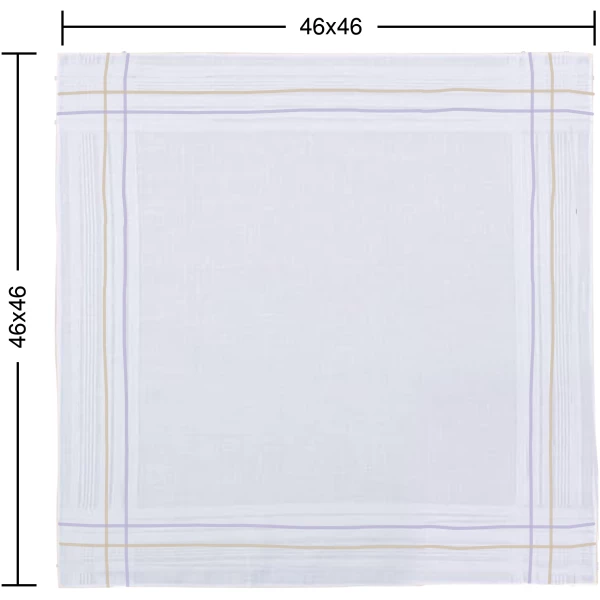 SHELTER Premium Men's 100% Cotton Soft Handkerchief with white and color Lining border (White 44 x 44 cm) - Pack of 12…