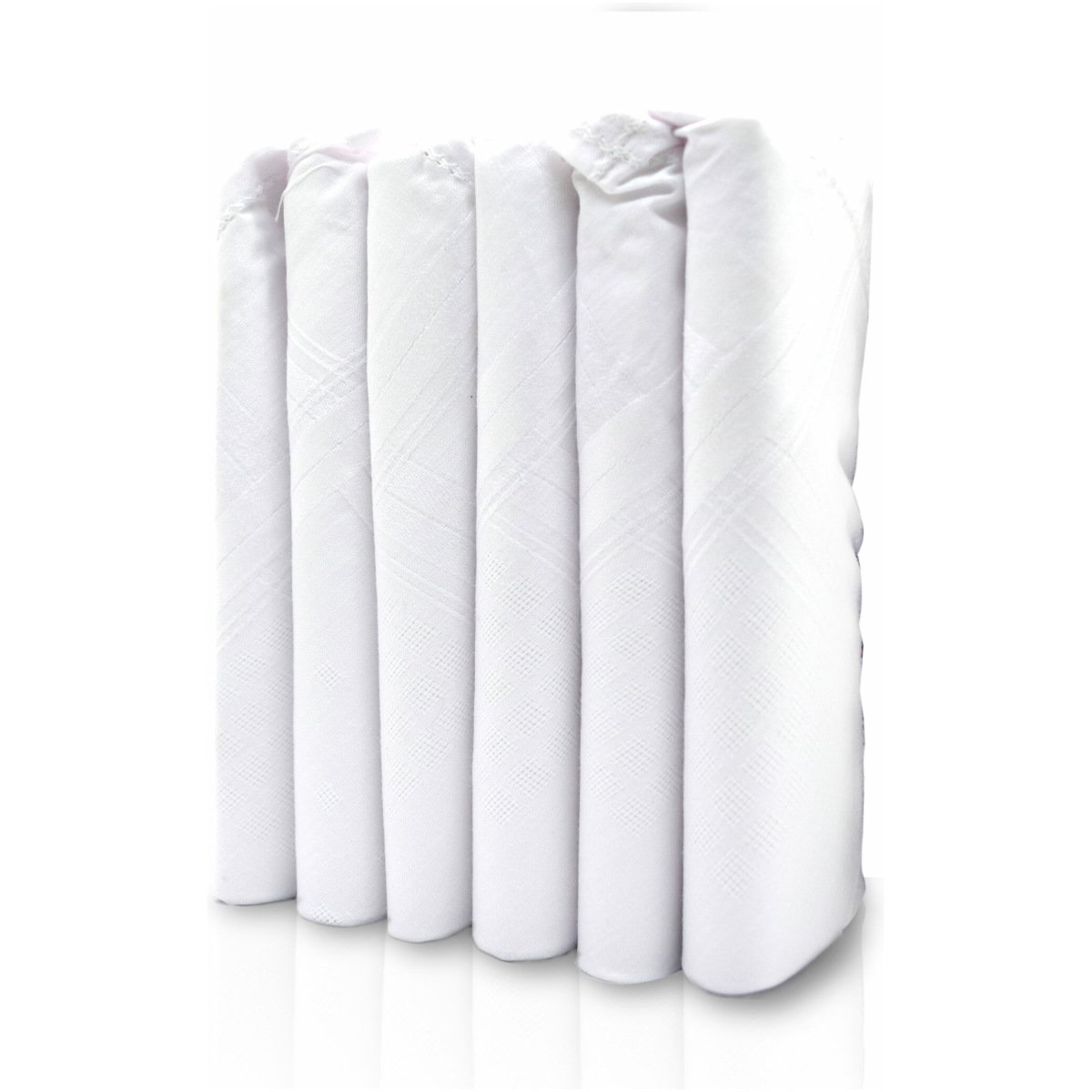 SHELTER Premium HandKerchiefs 100% Cotton Hankies White Color Size 46 x 46 CM Pack of 6